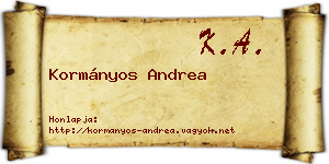 Kormányos Andrea névjegykártya