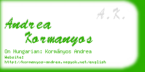 andrea kormanyos business card