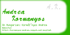 andrea kormanyos business card
